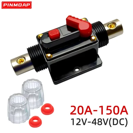 20A-150A Manual Reset Series Fuse Holder Waterproof Protection Fuse Circuit Breaker 12V-48V DC Car Audio Marine Circuit Breaker