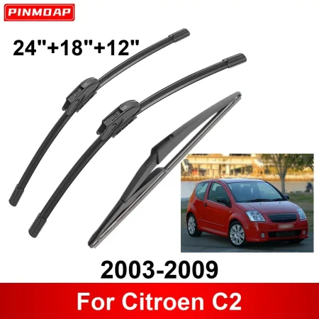 3PCS Car Wiper For Citroen C2 2003-2009 Front Rear Wiper Blades Brushes Auto Accessories 2003 2004 2005 2006 2007 2008 2009