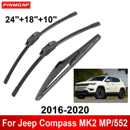 3PCS Car Wiper For Jeep Compass MK2 MP/552 2016-2020 Front Rear Wiper Blades Brushes Auto Accessories 2016 2017 2018 2019 2020