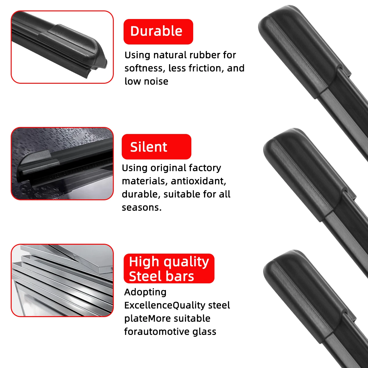 Car Windshield Wipers Are Suitable For Mitsubishi ASX Outlander Sport RVR 2010-2022 Front And Rear Windshield Wipers 24"+21"+10" - Image 2