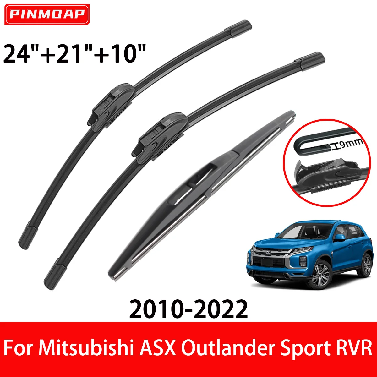 Car Windshield Wipers Are Suitable For Mitsubishi ASX Outlander Sport RVR 2010-2022 Front And Rear Windshield Wipers 24"+21"+10"