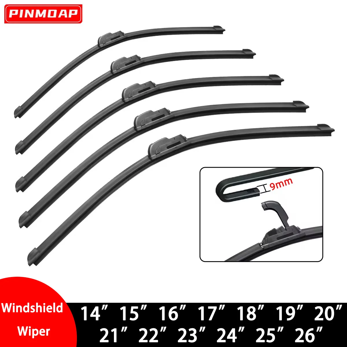1PC Car Windshield Wiper Blade J/U-Shaped Universal Rubber Frameless And Unsupported Car Wiper 14"15"16"17"18"19"20"21"22"24"26"