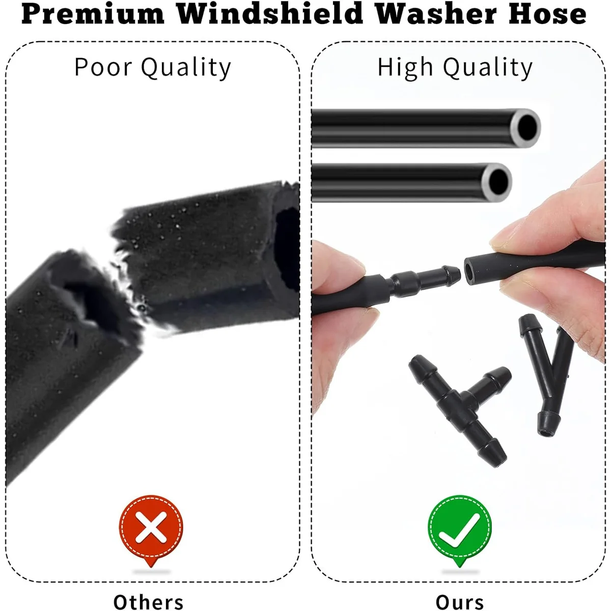 Windshield Wiper Washer Nozzle Hose With Connector Kit T Y I 3 Types Joint Windscreen Spray Jet Water Hose Fluid Tube Joiner - Image 6