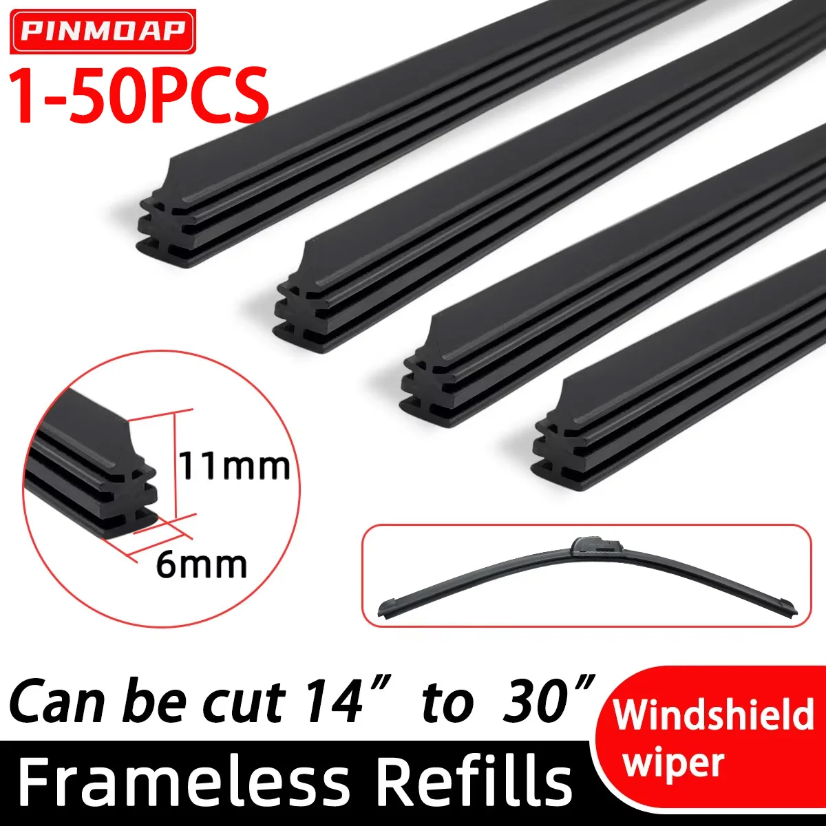 1/2/10/50pcs Car Wiper Natural Rubber Strip Wiper Filler Strip Replacement Parts Accessory 14"16"17"18"19"20"21"22"24"26"28"30"