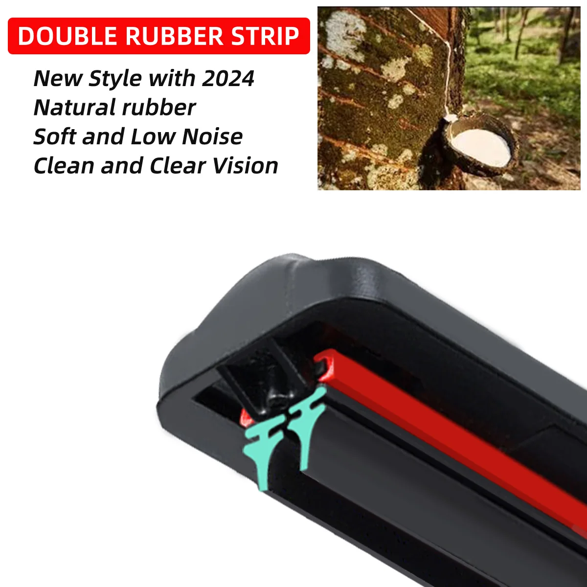 Car Windshield Wiper Blade Universal U/J Double Rubber Strip Wiper Blade Natural Rubber Strip 14"16"18"19"20"21"22"24"26" - Image 5