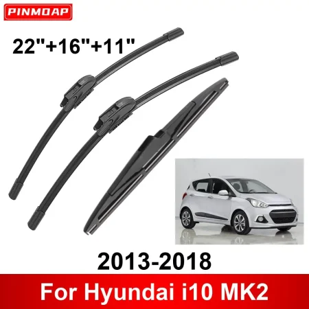 3PCS Car Wiper For Hyundai i10 MK2 2013-2018 Front Rear Wiper Blades Brushes Auto Accessories 2013 2014 2015 2016 2017 2018