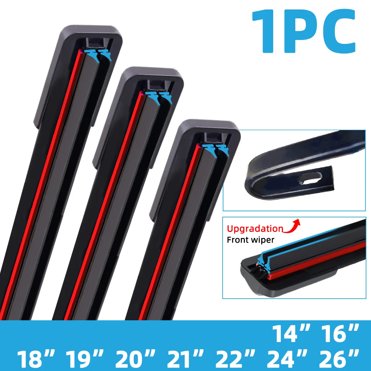 General J/U-shaped automotive double rubber strip wiper blade 14 "16" 18 "19" 20 "21" 22 "24" 26“
