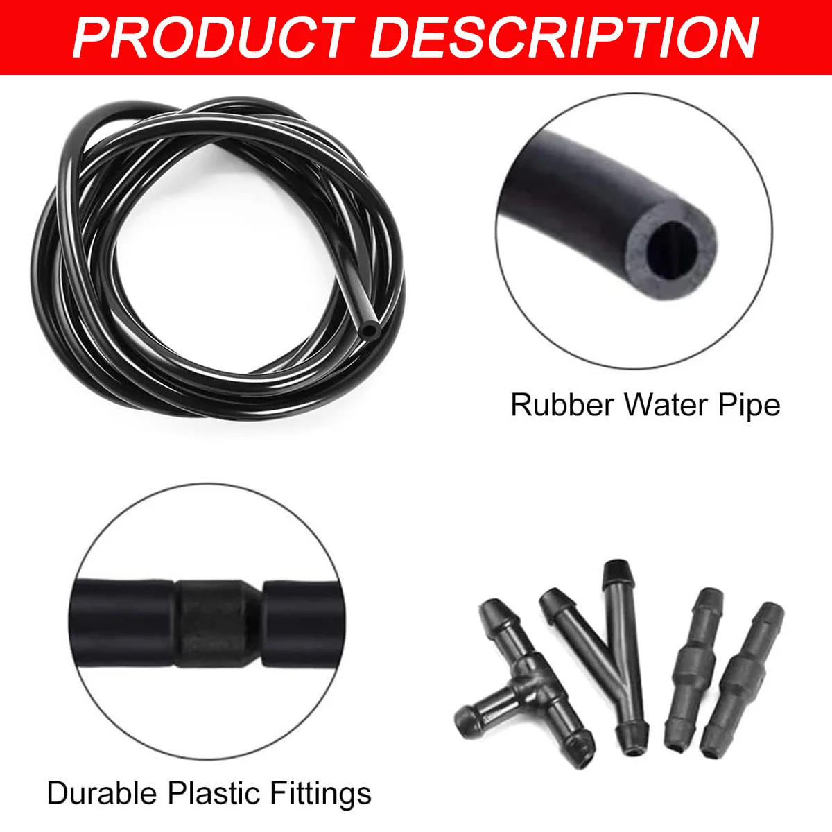 Windshield Wiper Washer Nozzle Hose With Connector Kit T Y I 3 Types Joint Windscreen Spray Jet Water Hose Fluid Tube Joiner - Image 2